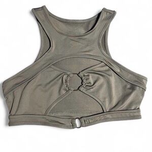 Grey Matrix Vibe Crop Top Center Hooped